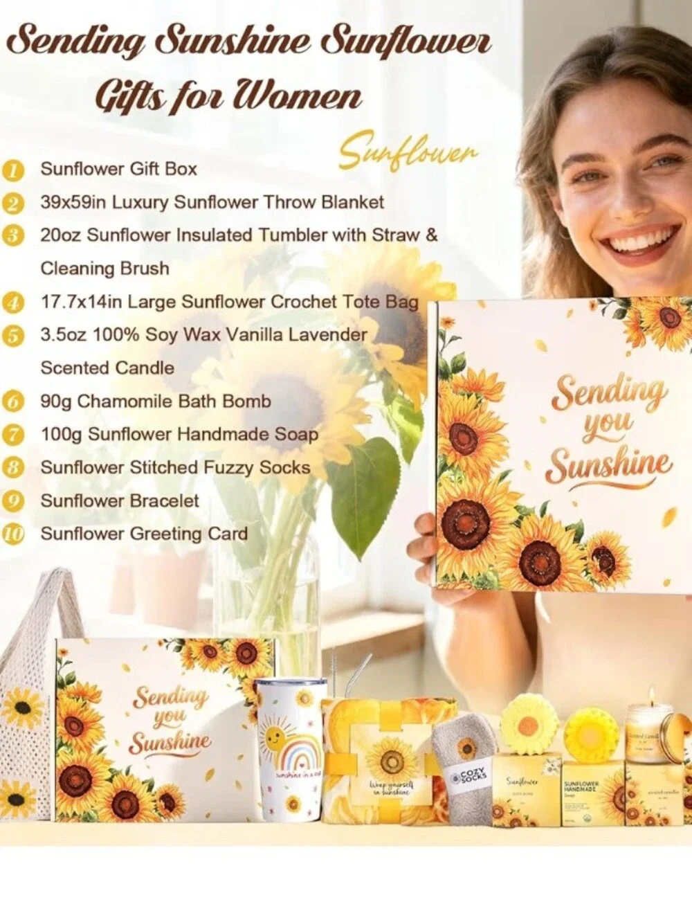Sunflower Gift Set Tote with Yellow Bath & Body Essentials
